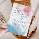 Watercolor Gender Reveal Party Boy or Girl  Invitation<br><div class="desc">Modern watercolor gender reveal party invitation featuring pink and blue watercolor art with faux gold glitter. The typography text says "Boy or Girl" in elegant script font. Perfect for a gender reveal party in any season.</div>