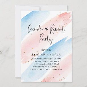 Watercolor Gender Reveal Party Invitation