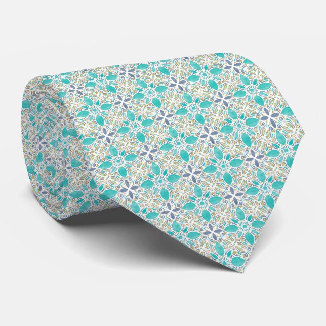Watercolor Geo _ Breeze Tie (Rolled)
