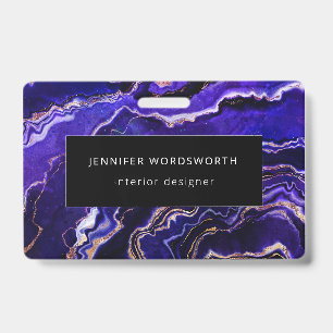 Watercolor Geode Deep Blue Purple Agate Badge