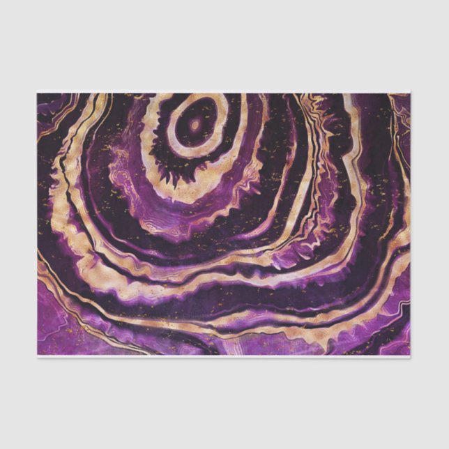 Watercolor Geode Purple Pink Gold Abstract Agate Tissue Paper (Front)