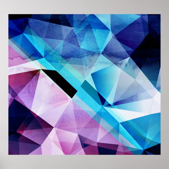 Watercolor Geometric Abstract Background Poster (Front)