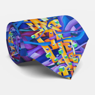 Watercolor Geometric Abstract Contemporary Tie