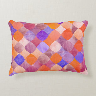 Watercolor geometric, Arab fish scales. Accent Pillow