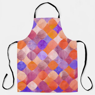 Watercolor geometric, Arab fish scales. Apron