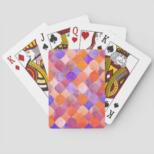 Watercolor geometric, Arab fish scales. Playing Cards