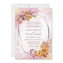 Watercolor Geometric Burgundy Floral Fall Wedding