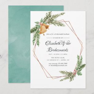 Watercolor Geometric Christmas Bridesmaid Luncheon Invitation