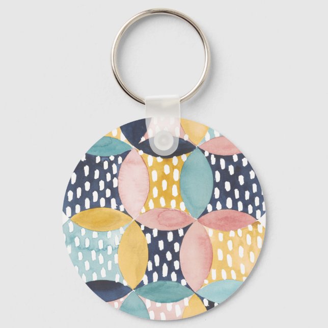 Watercolor Geometric Circles Keychain (Front)