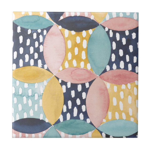 Watercolor Geometric Circles Tile (Front)