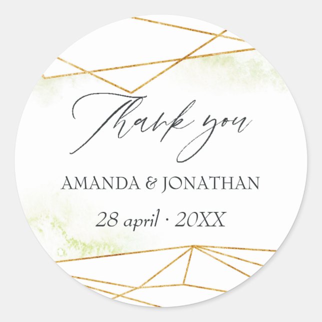 Watercolor Geometric Crystal Wedding Classic Round Sticker (Front)