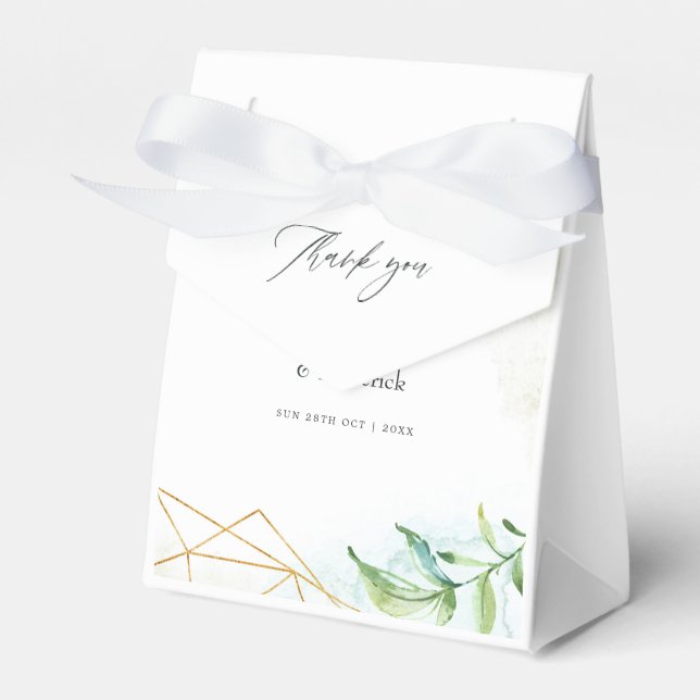 Watercolor Geometric Crystal Wedding Favor Box (Front Side)