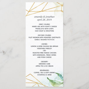 Watercolor Geometric Crystal Wedding Menu