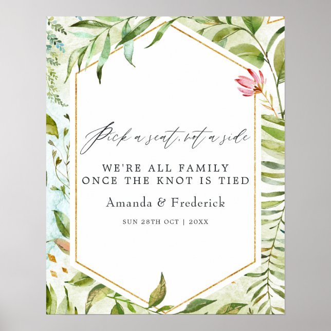 Watercolor Geometric Crystal Wedding Pick a Seat Poster (Front)