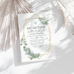 Watercolor Geometric Eucalyptus Bat Mitzvah Invitation<br><div class="desc">Forest eucalyptus greenery bat mitzvah invitation with gold geometric frame customizable to your event specifics. Celebrate this significant milestone with an elegant Bat Mitzvah invitation featuring soft watercolor eucalyptus accents and a modern gold geometric frame. The clean typography and minimalist design bring sophistication and grace, making it perfect for this...</div>