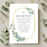 Watercolor Geometric Eucalyptus Bat Mitzvah Invitation<br><div class="desc">Forest eucalyptus greenery bat mitzvah invitation with gold geometric frame customizable to your event specifics. Celebrate this significant milestone with an elegant Bat Mitzvah invitation featuring soft watercolor eucalyptus accents and a modern gold geometric frame. The clean typography and minimalist design bring sophistication and grace, making it perfect for this...</div>