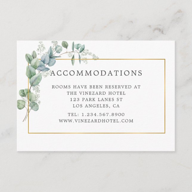 Watercolor Geometric Eucalyptus Wedding Enclosure Card (Front)