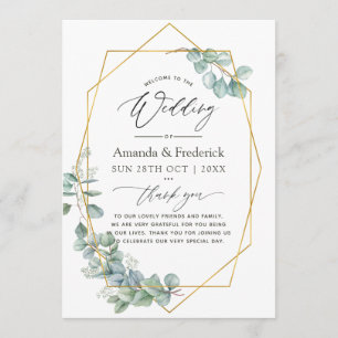 Watercolor Geometric Eucalyptus Wedding Program