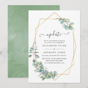 Watercolor Geometric Eucalyptus Wedding Update Invitation