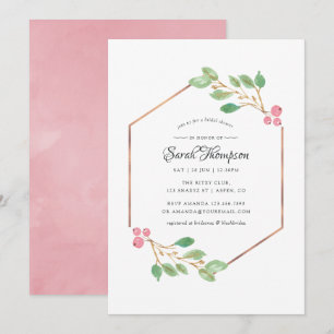 Watercolor Geometric Holly Christmas Bridal Shower Invitation