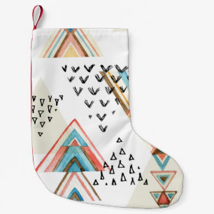 Watercolor Geometric Seamless: Tribal Style. Small Christmas Stocking