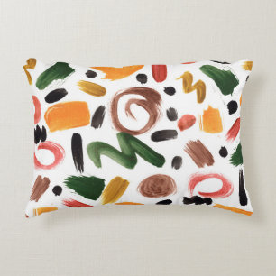 Watercolor geometric shapes. Abstract painting bru Accent Pillow