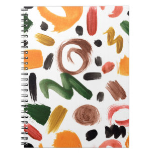 Watercolor geometric shapes. Abstract painting bru Notebook