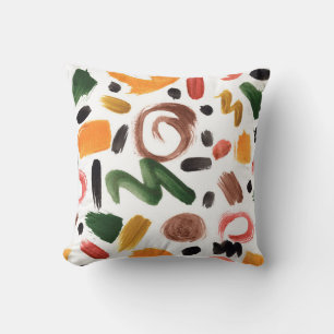 Watercolor geometric shapes. Abstract painting bru Throw Pillow