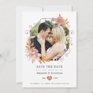 Watercolor Geometric Terracotta Wedding Save The Date