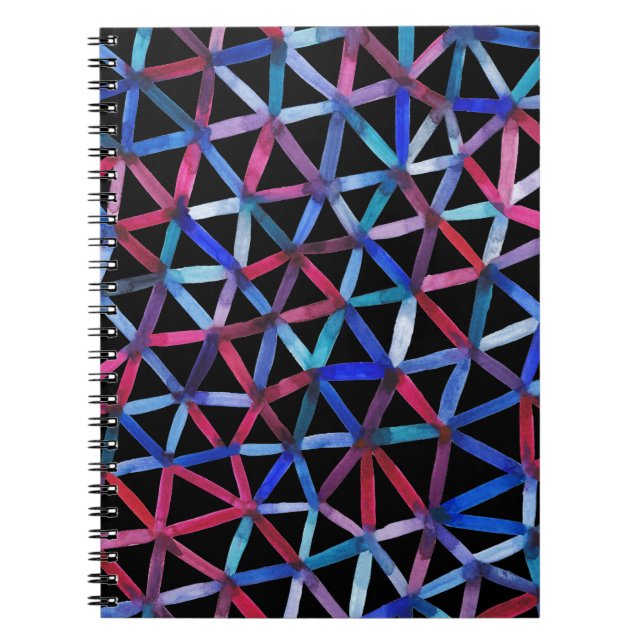 Watercolor Geometric: Triangles Grid Pattern. Notebook (Front)