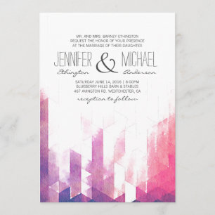 Watercolor Geometric Triangles Modern Wedding Invitation