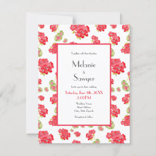 Watercolor Geraniums Pattern Invitation