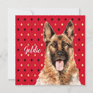 Watercolor German Shepherd Dog Personalized Card
