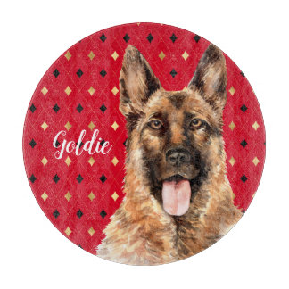 Watercolor German Shepherd Dog Personalized Cutting Board