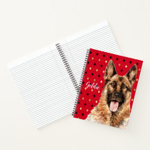 Watercolor German Shepherd Dog Personalized Notebook