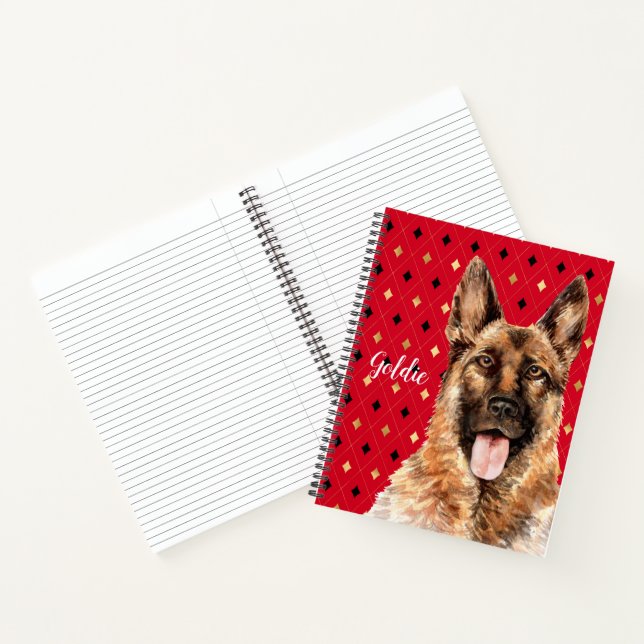 Watercolor German Shepherd Dog Personalized Notebook (Inside)