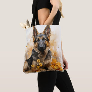 WATERCOLOR GERMAN SHEPHERD DOG TOTE BAG
