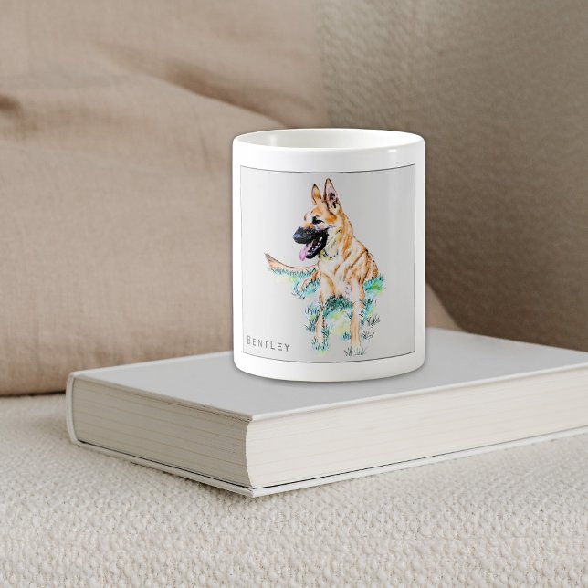 Watercolor German Shepherd Malinois Personalized Coffee Mug (Creator Uploaded)