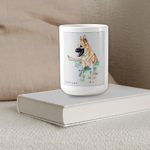 Watercolor German Shepherd Malinois Personalized Coffee Mug