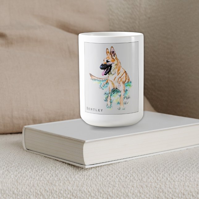 Watercolor German Shepherd Malinois Personalized Coffee Mug (Creator Uploaded)