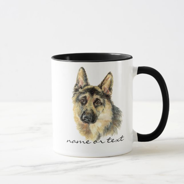 Watercolor German Shepherd Pet Dog Animal Mug (Right)