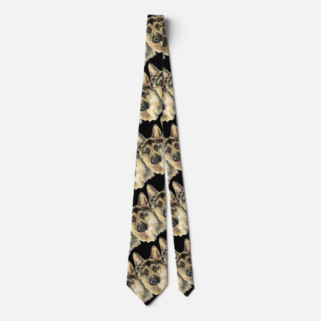 Watercolor German Shepherd Pet Dog Animal Tie (Front)