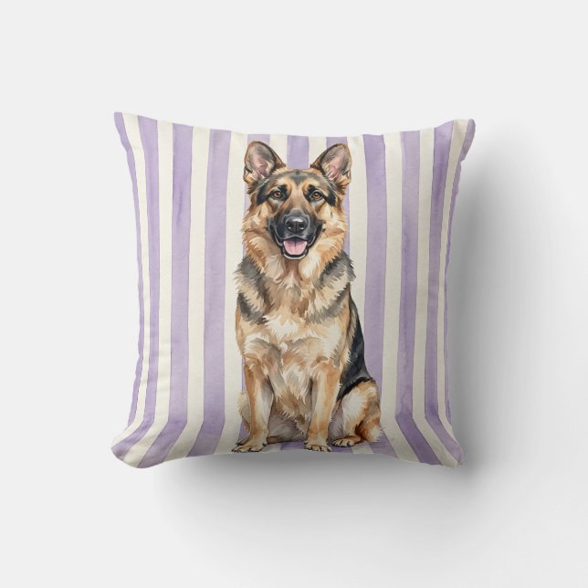 Watercolor German Shepherd Pillow Cover (Front)