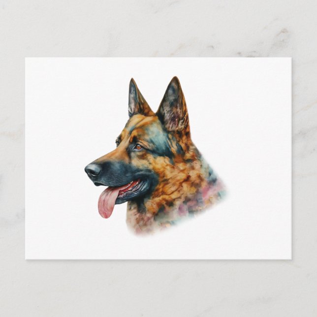Watercolor German Shepherd Postcard (Front)