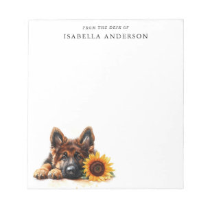 Watercolor German Shepherd Puppy From The Desk Of Notepad