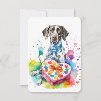 Watercolor German Shorthair Heart Box Note Card