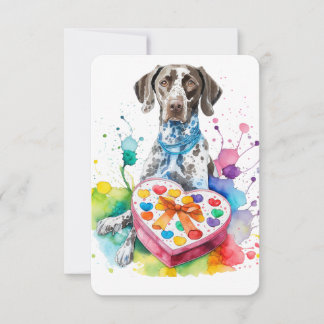 Watercolor German Shorthair Heart Box Note Card