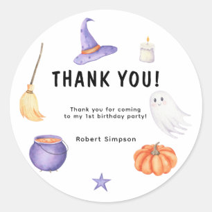 Watercolor Ghost kids First birthday party Classic Round Sticker