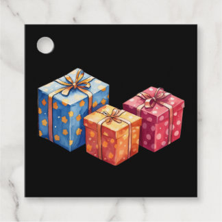Watercolor gift boxes  illustration square favour tags