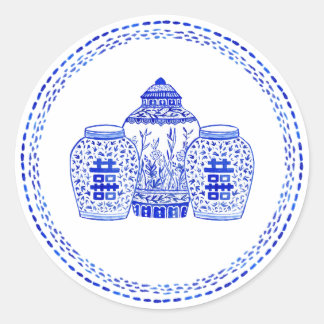 Watercolor Ginger Jar Classic Stickers